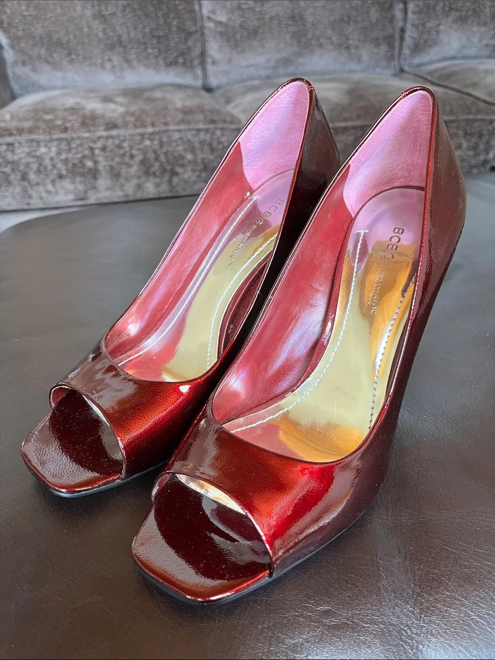 BCBG Red Peep Toe Heels 👠